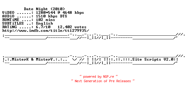 NFO for the release Date.Night.2010.720p.BluRay.x264-METiS by METiS