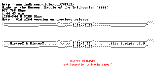 NFO for the release Night.At.The.Museum.Battle.Of.The.Smithsonian.REPACK.720p.BluRay.x264-HUBRiS by HUBRiS