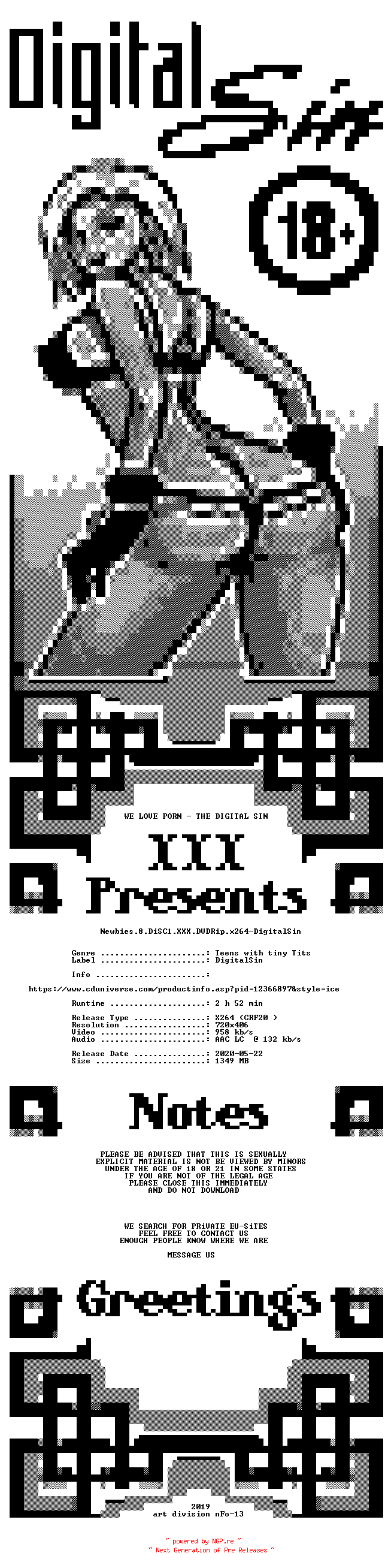 NFO for the release Newbies.8.DiSC1.XXX.DVDRip.x264-DigitalSin by DigitalSin