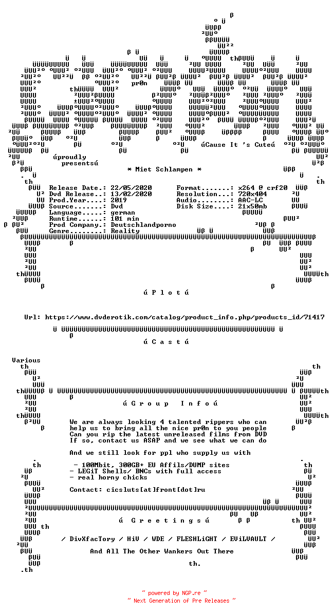 NFO for the release Miet.Schlampen.German.XXX.DVDRip.x264-CiCXXX by CiCXXX