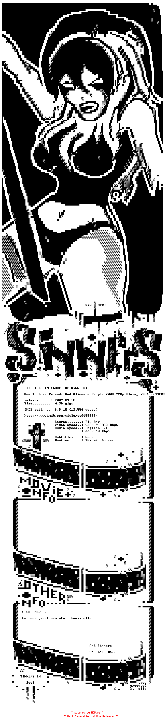 NFO for the release How.To.Lose.Friends.And.Alienate.People.2008.720p.BluRay.x264-SiNNERS by SiNNERS