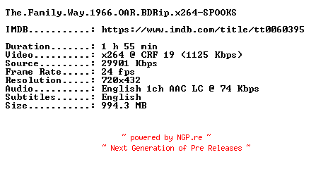 NFO for the release The.Family.Way.1966.OAR.BDRip.x264-SPOOKS by SPOOKS