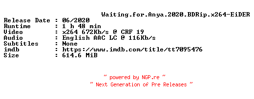 NFO for the release Waiting.for.Anya.2020.BDRip.x264-EiDER by EiDER