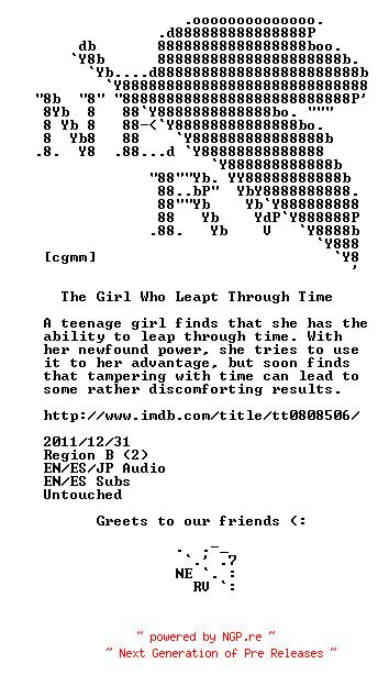 NFO for the release The.Girl.Who.Leapt.Through.Time.2006.BLURAY-NERV by NERV