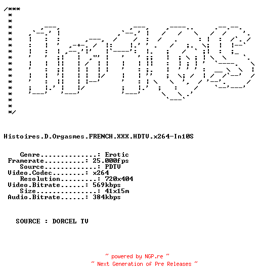 NFO for the release Histoires.D.Orgasmes.FRENCH.XXX.HDTV.x264-In10S by In10S