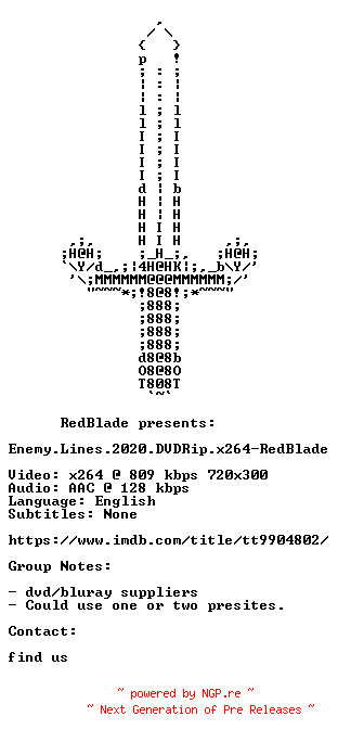 NFO for the release Enemy.Lines.2020.DVDRip.x264-RedBlade by RedBlade