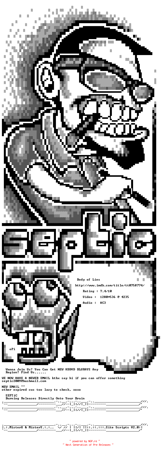 NFO for the release Body.of.Lies.720p.Bluray.x264-SEPTiC by SEPTiC