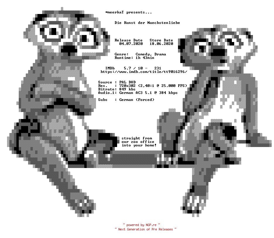 NFO for the release Die.Kunst.der.Naechstenliebe.German.2019.DVDRiP.x264-meerkaT by meerkaT