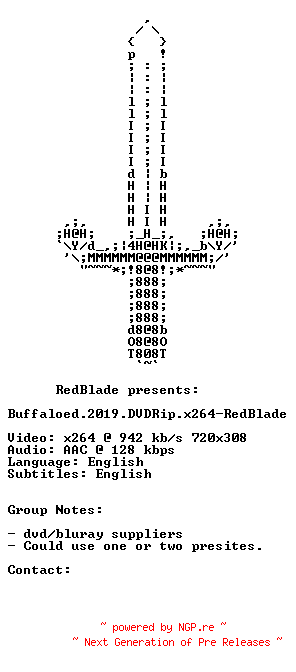 NFO for the release Buffaloed.2019.DVDRip.x264-RedBlade by RedBlade