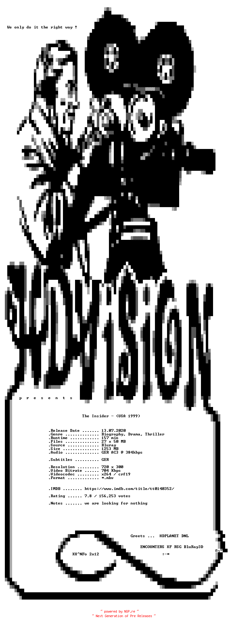 NFO for the release The.Insider.German.1999.AC3.BDRiP.x264-HDViSiON by HDViSiON