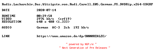 NFO for the release Rudis.Lacharchiv.Das.Witzigste.von.Rudi.Carell.E05.German.FS.DVDRip.x264-SDGRP by SDGRP