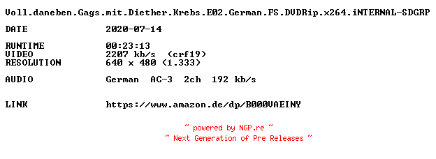 NFO for the release Voll.daneben.Gags.mit.Diether.Krebs.E02.German.FS.DVDRip.x264.iNTERNAL-SDGRP by SDGRP