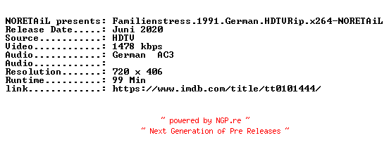 NFO for the release Familienstress.1991.German.HDTVRip.x264-NORETAiL by NORETAiL