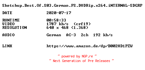 NFO for the release Sketchup.Best.Of.S03.German.FS.DVDRip.x264.iNTERNAL-SDGRP by SDGRP