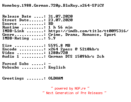 NFO for the release Homeboy.1988.German.720p.BluRay.x264.DiRFIX-SPiCY by SPiCY