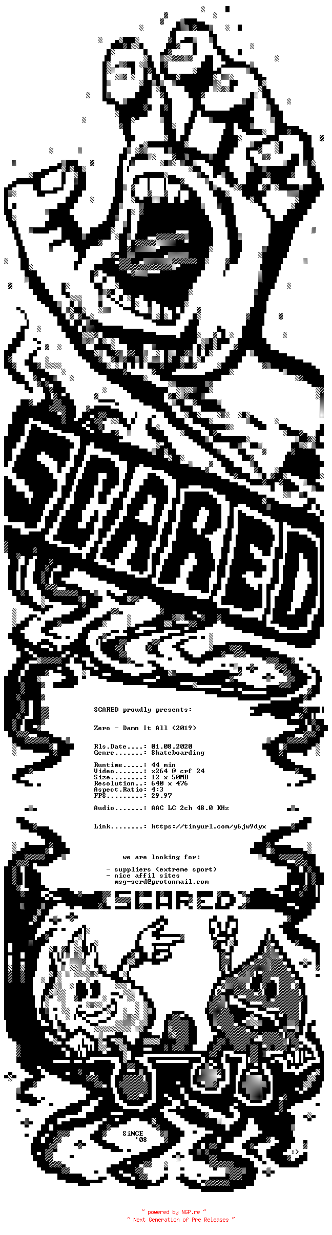 NFO for the release Zero.Skateboards.Damn.It.All.2019.DVDRiP.x264-SCARED by SCARED