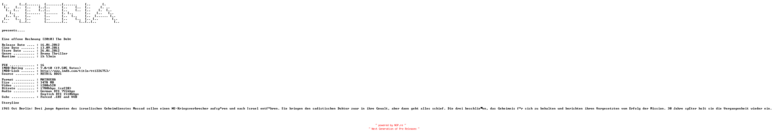 NFO for the release Eine.offene.Rechnung.German.DL.720p.BluRay.x264-XPERIA by XPERIA