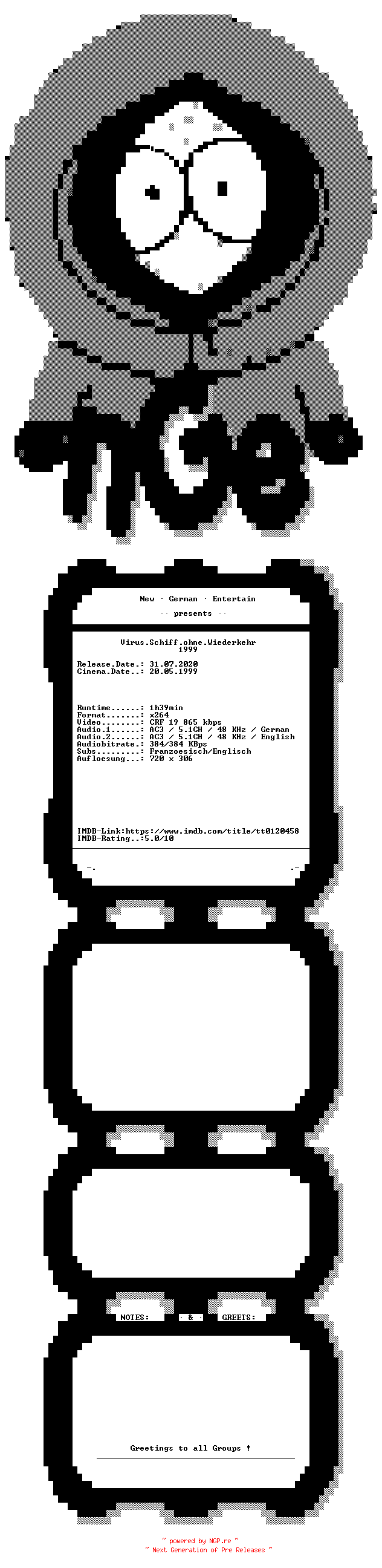 NFO for the release Virus.Schiff.ohne.Wiederkehr.German.1999.DL.BDRiP.x264.iNTERNAL-NGE by NGE