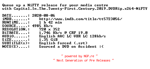 NFO for the release Capital.In.The.Twenty-First.Century.2019.DVDRip.x264-NiFTY by NiFTY