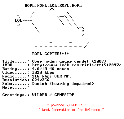 NFO for the release Over.Gaden.Under.Vandet.2009.DANISH.BDRip.XviD-SMOKEY by SMOKEY