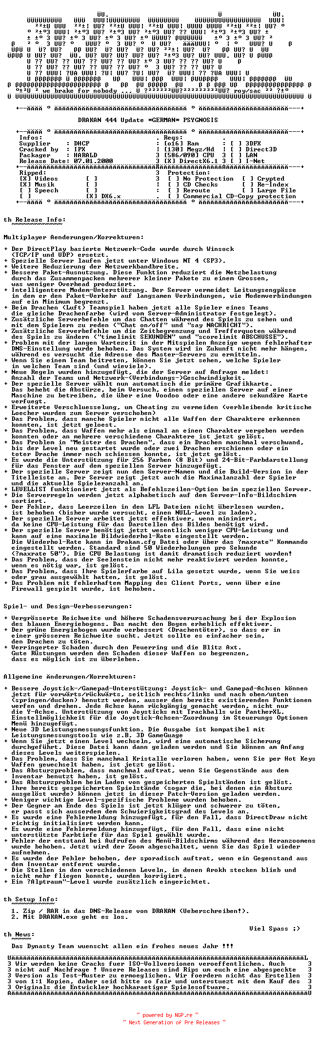 NFO for the release drakan_orden_der_flamme_update_444_german-dynasty by dynasty