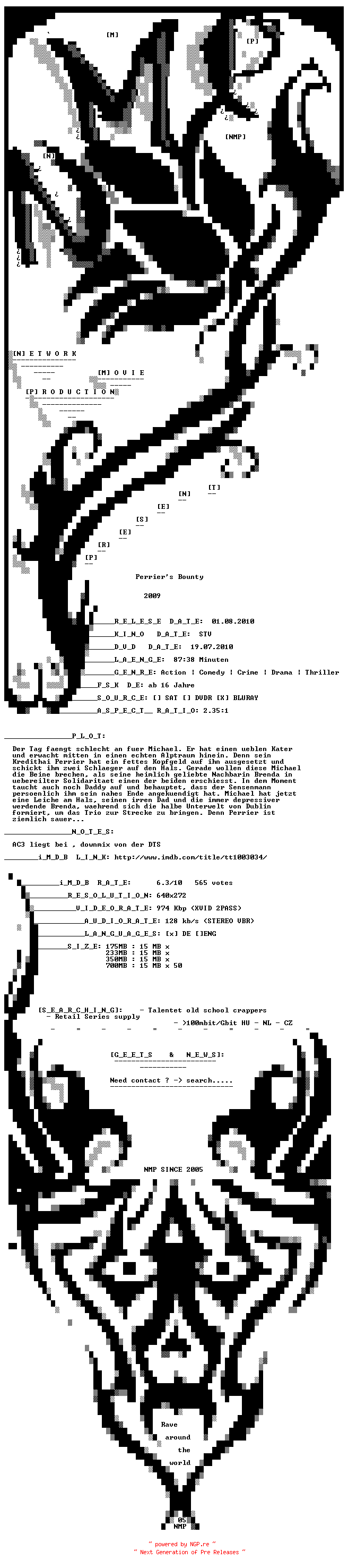 NFO for the release Perriers.Bounty.German.2009.BDRiP.XviD-NMP by NMP