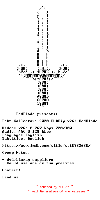 NFO for the release Debt.Collectors.2020.DVDRip.x264-RedBlade by RedBlade