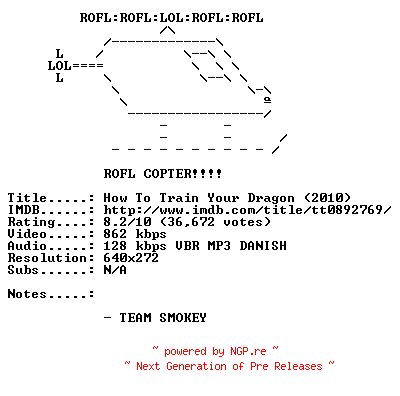 NFO for the release How.To.Train.Your.Dragon.DANISH.BDRip.XviD-SMOKEY by SMOKEY
