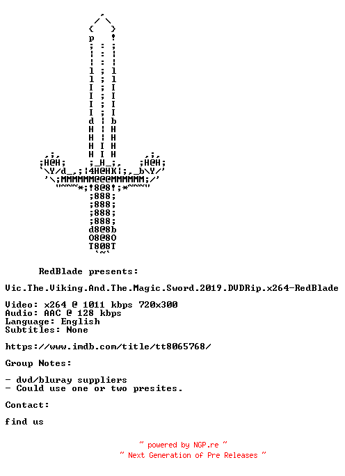 NFO for the release Vic.The.Viking.And.The.Magic.Sword.2019.DVDRip.x264-RedBlade by RedBlade