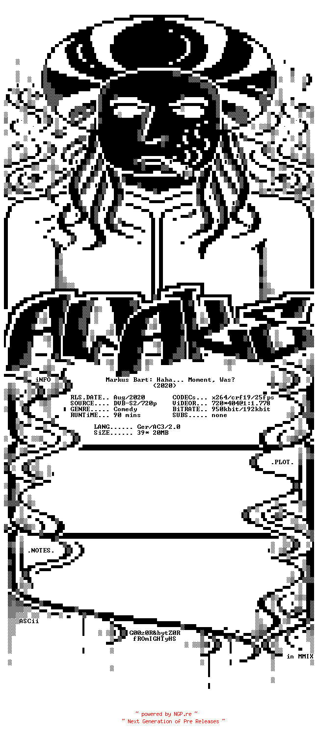 NFO for the release Markus.Barth.Haha.Moment.Was.2020.GERMAN.HDTV.x264-aWake by aWake