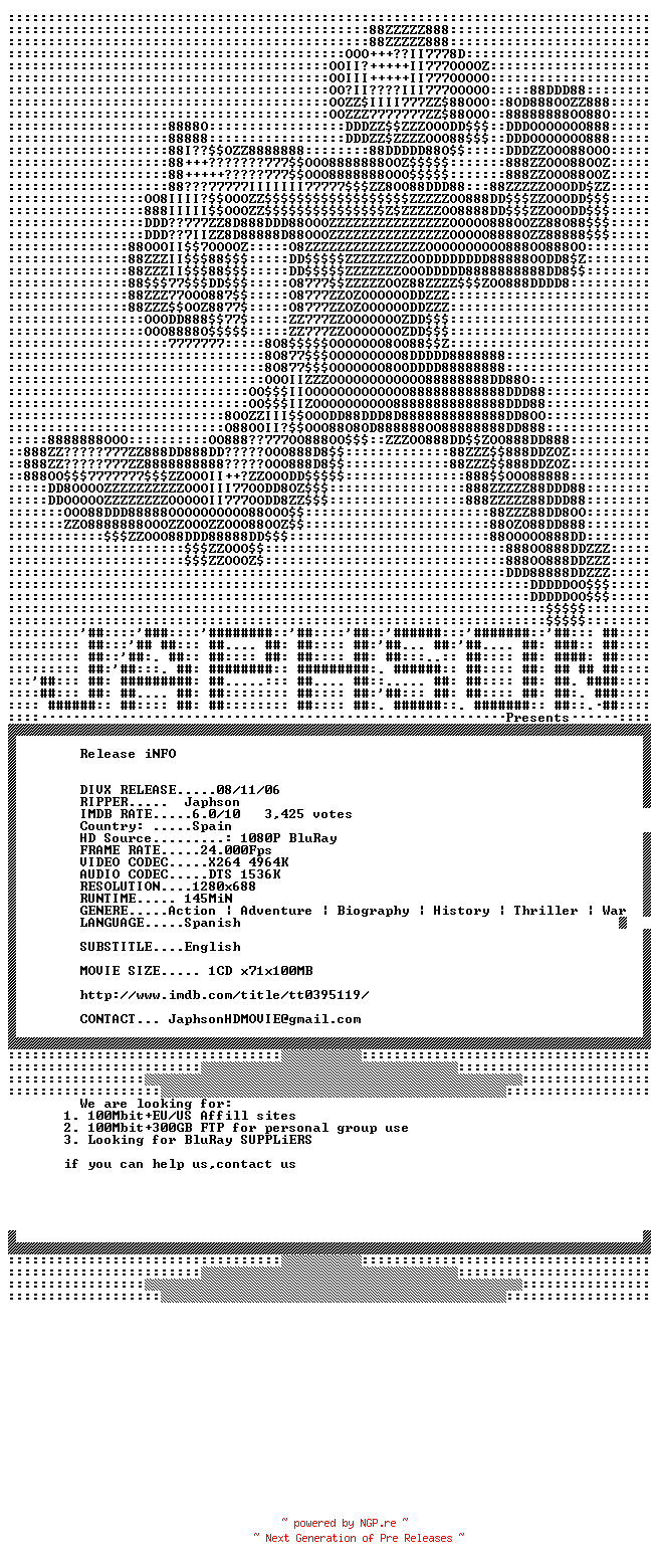 NFO for the release Alatriste.2006.720p.BluRay.x264-Japhson by Japhson