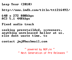 NFO for the release Leap.Year.REPACK.BDRip.XviD-JUMANJi by JUMANJi