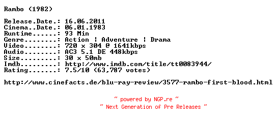 NFO for the release Rambo.First.Blood.German.1982.AC3.BDRip.XviD.INTERNAL-ARC by ARC