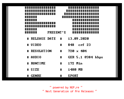 NFO for the release Formel.1.2020.Grosser.Preis.der.Toskana.Rennen.in.Mugello.GERMAN.HDTVRiP.x264-F1 by F1