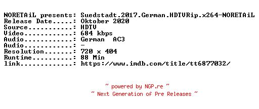 NFO for the release Suedstadt.2017.German.HDTVRip.x264-NORETAiL by NORETAiL