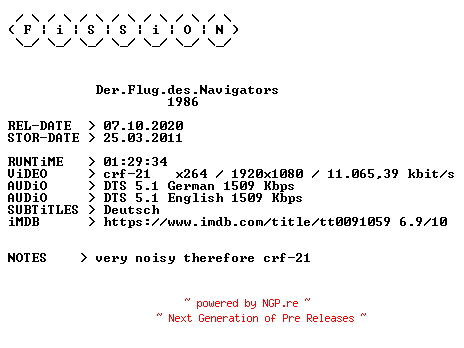 NFO for the release Der.Flug.des.Navigators.1986.German.DL.1080p.BluRay.x264.iNTERNAL-FiSSiON by FiSSiON