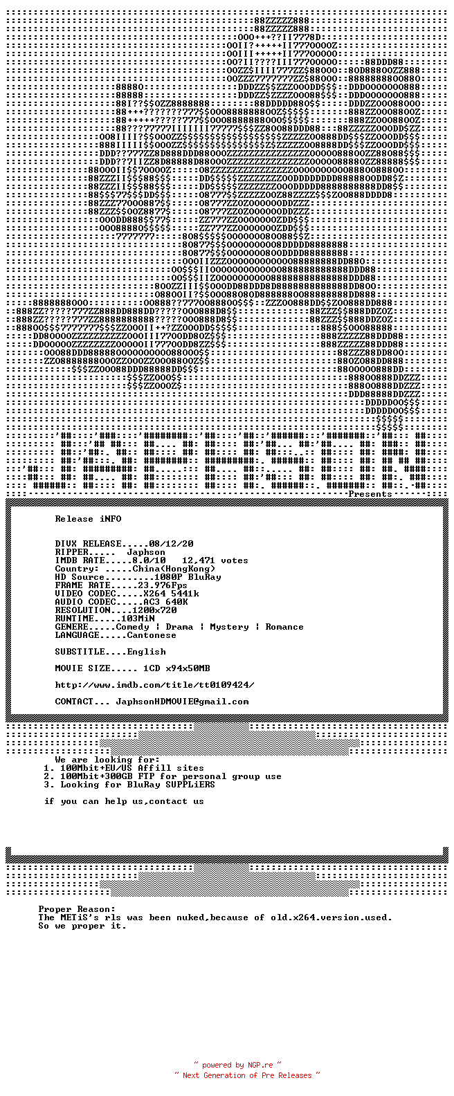 NFO for the release Chung.King.Express.1994.PROPER.720p.BluRay.x264-Japhson by Japhson