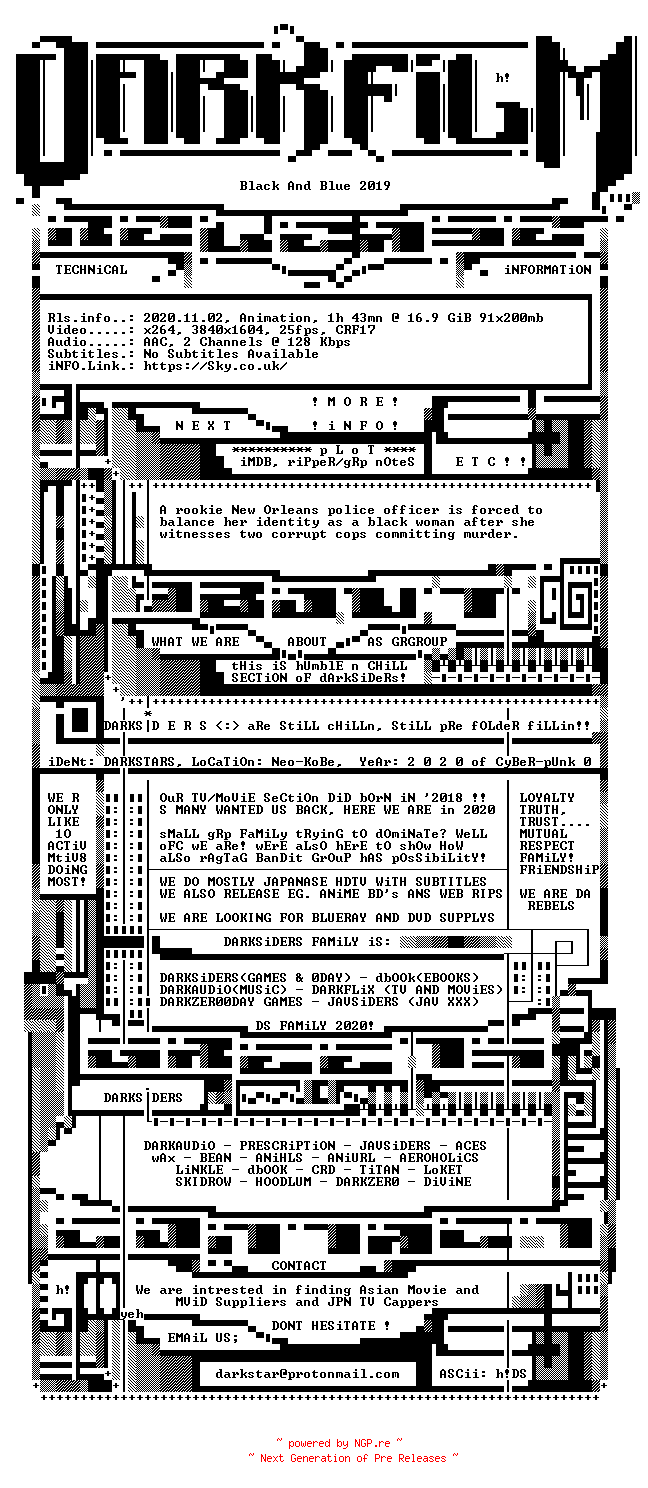 NFO for the release Black.And.Blue.2019.2160p.AUHDTV.x264-DARKFLiX by DARKFLiX