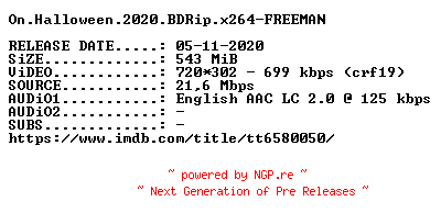 NFO for the release On.Halloween.2020.BDRip.x264-FREEMAN by FREEMAN