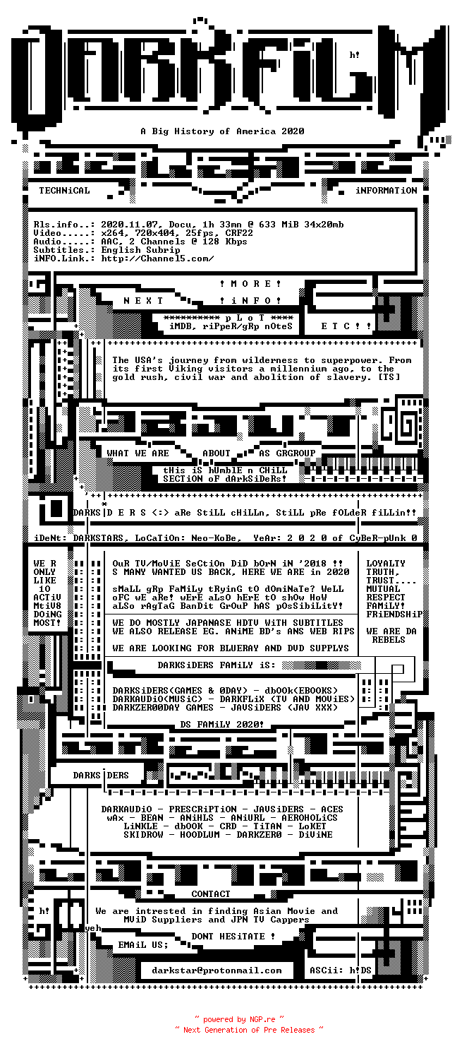 NFO for the release A.Big.History.of.America.2020.HDTV.x264-DARKFLiX by DARKFLiX