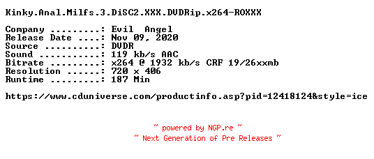 NFO for the release Kinky.Anal.Milfs.3.DiSC2.XXX.DVDRip.x264-ROXXX by ROXXX