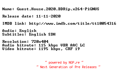 NFO for the release Guest.House.2020.BDRip.x264-PiGNUS by PiGNUS