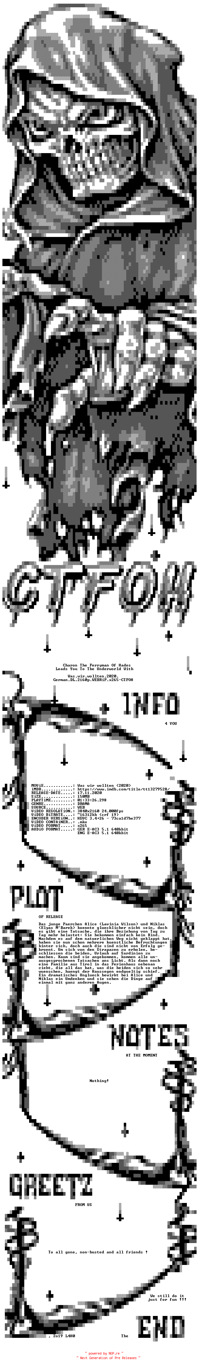 NFO for the release Was.wir.wollten.2020.German.DL.2160p.WEBRiP.x265-CTFOH by CTFOH