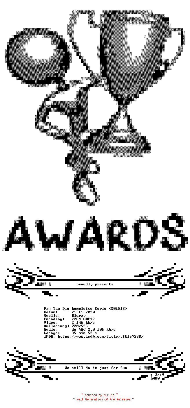 NFO for the release Pan.Tau.Die.komplette.Serie.E13.German.REMASTERED.FS.BDRip.x264-AWARDS by AWARDS