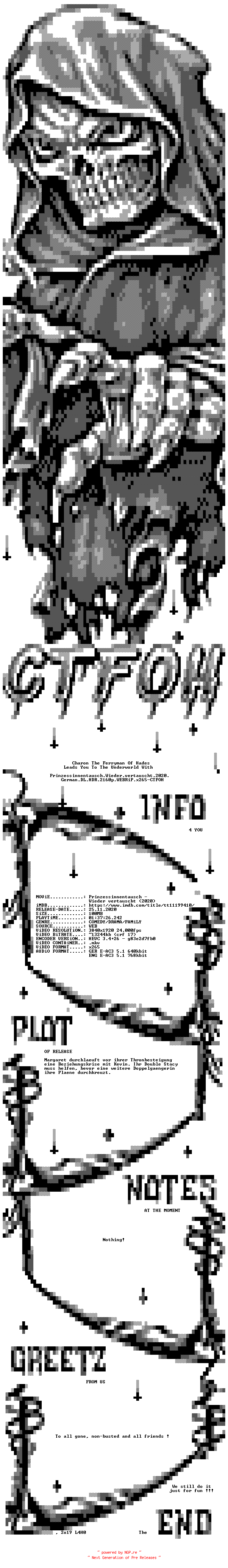 NFO for the release Prinzessinnentausch.Wieder.vertauscht.2020.German.DL.HDR.2160p.WEBRiP.x265-CTFOH by CTFOH