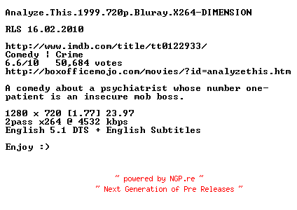 NFO for the release Analyze.This.1999.720p.Bluray.X264-DIMENSION by DIMENSION