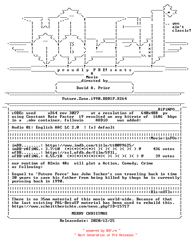 NFO for the release Future.Zone.1990.BDRIP.X264-WATCHABLE by WATCHABLE