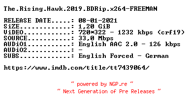 NFO for the release The.Rising.Hawk.2019.BDRip.x264-FREEMAN by FREEMAN