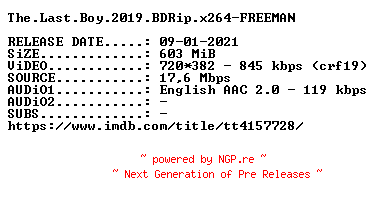 NFO for the release The.Last.Boy.2019.BDRip.x264-FREEMAN by FREEMAN
