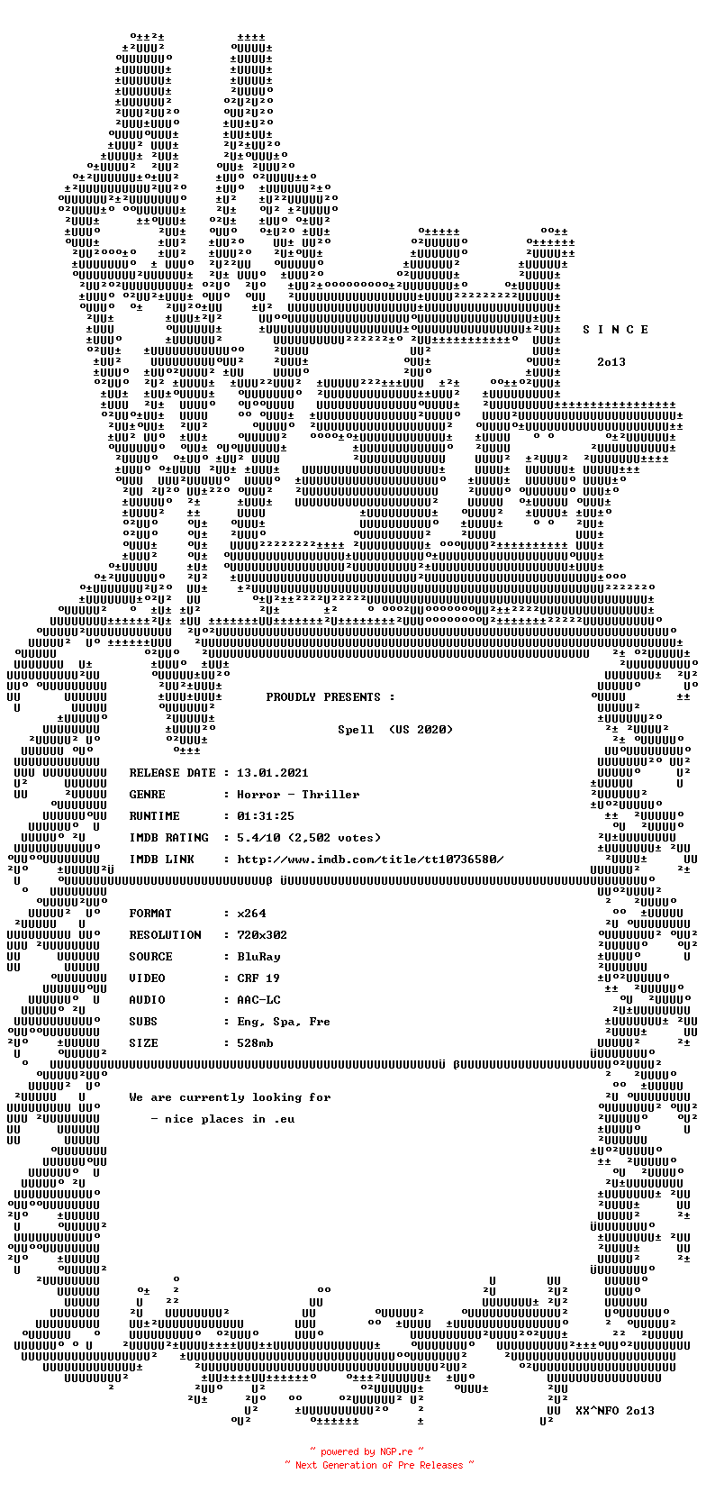 NFO for the release Spell.2020.BDRip.x264-VETO by VETO